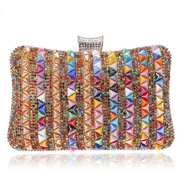 

women's new diamond contrast colors unique personality handbags party dresses colorful evening bags