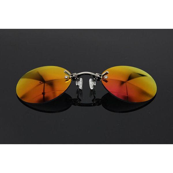 

portable rimless sunglasses for women men vintage round mini clip nose spectacles gafas lentes oculos r5, White;black