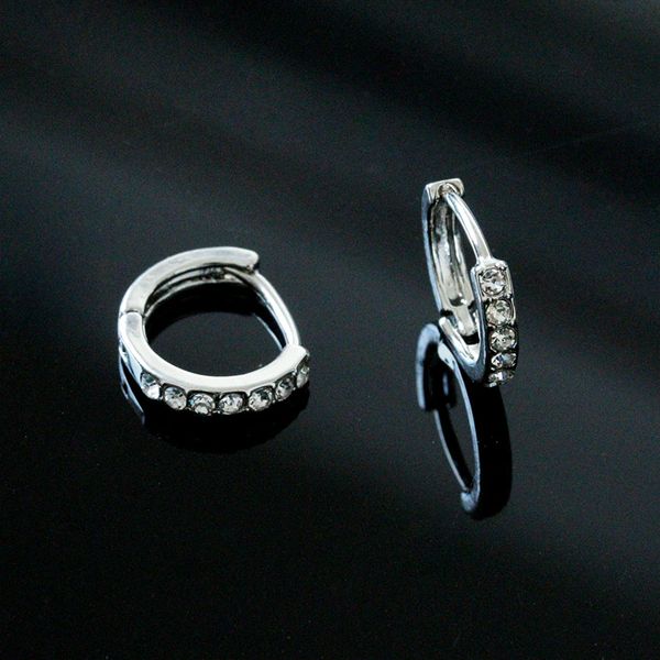 

1 pair silvering plated huggies earrings small round rhinestones hoop earrings women's fashion jewelry gifts ing, Golden;silver