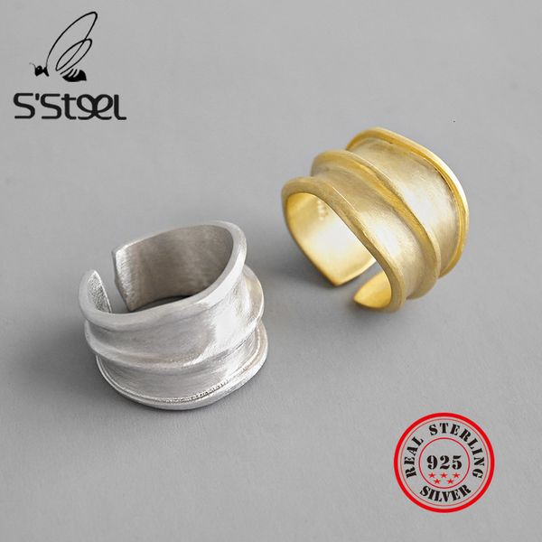 

s'steel стерлингового серебра 925 пробы кольца для женщин lrregular открытое кольцо anelli argento donna bijoux argent massif pour femme юве, Slivery;golden