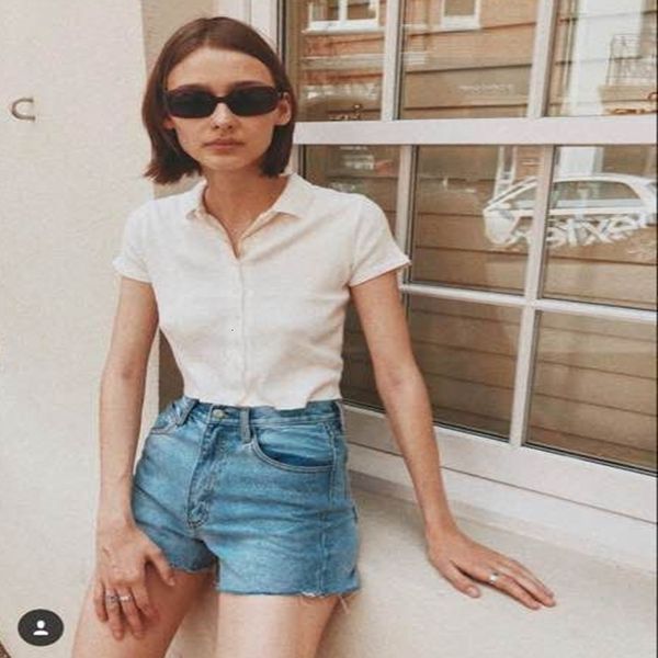 

women t shirt women designer clothes new fashion short sleeve collared button up opaque buttons t shirt drop shipping good quality, White