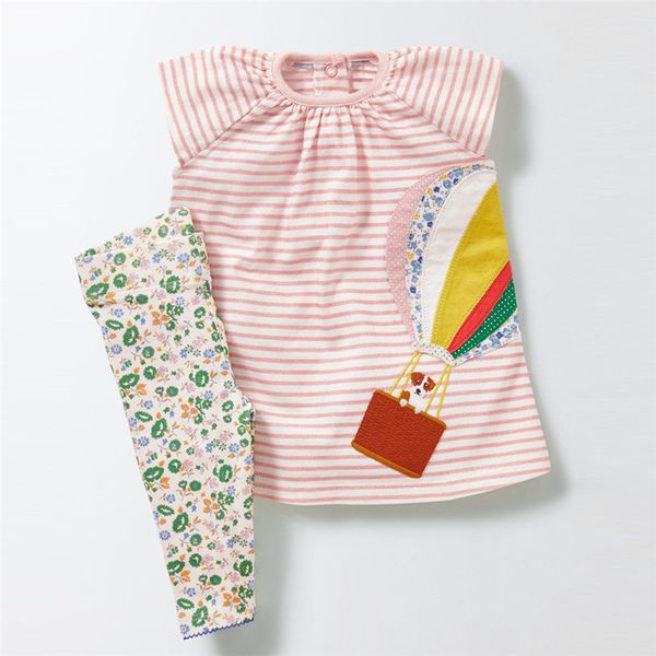 

jumping meters toddler girls sets clothing cotton outfit kid clothing sets summer stripe applique ducks + bottom child suits t200526, White