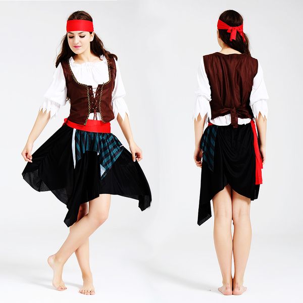 

cosplay fancy dress carnival captain pirates caribbean jack sparrow pirate costume halloween cosplay costume for women men, Black;red