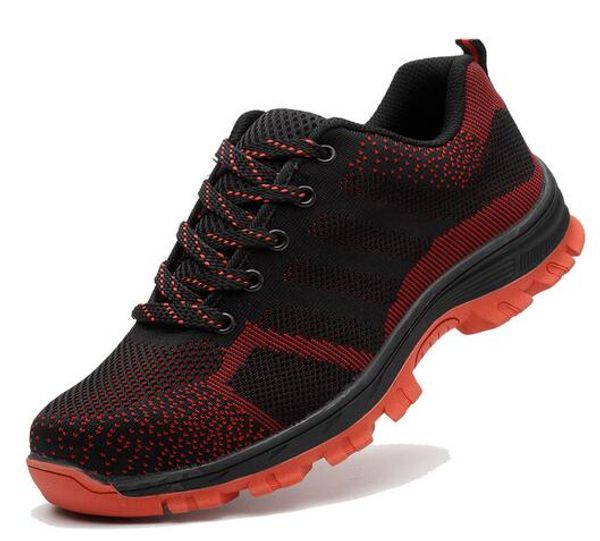 

men's breathable steel work safety shoes men outdoor anti-slip steel puncture proof construction safety boots shoes, Black