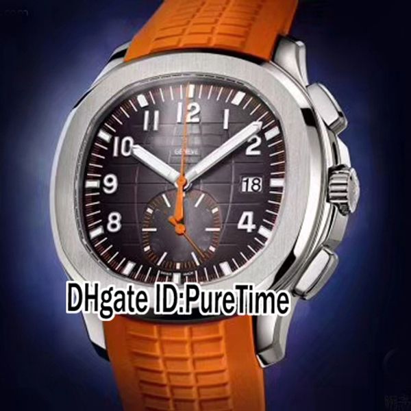 

new aquanaut 5968a-001 steel case brown texture dial automatic mens watch sports watches orange rubber 9 styles puretime b291a1, Slivery;brown