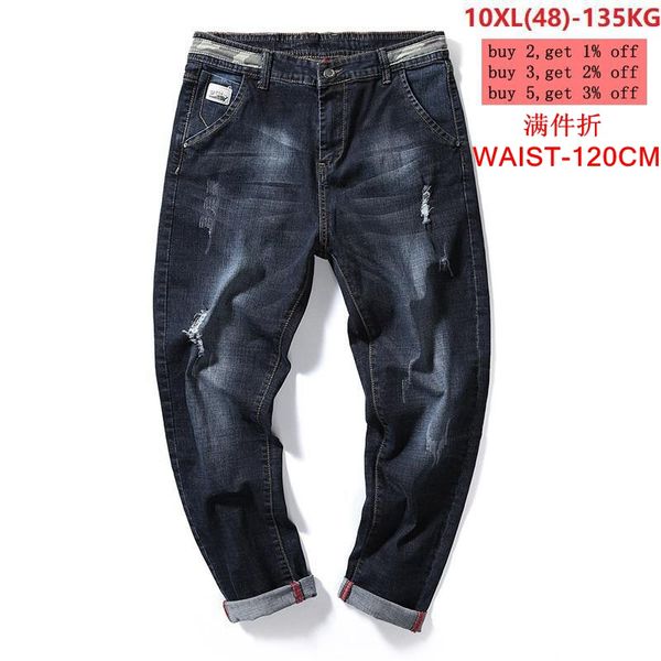 

men's jeans pencil pants pants scratch large size large size 7xl 8xl 9xl 10xl winter fall classic casual jeans loose 48 50 black, Blue
