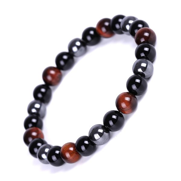 

модные 8мм природный камень тигровый глаз камень черный мужские браслеты elastic rope дизайнерские браслет браслет пара ювелирные подарки, Black