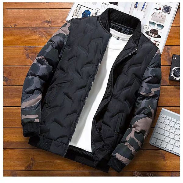 

мужская зимняя куртка вниз мужская мода камуфляж бейсбол равномерное мужская прилив карты теплое пальто дизайнер панелями одежда куртки горя, Black;brown
