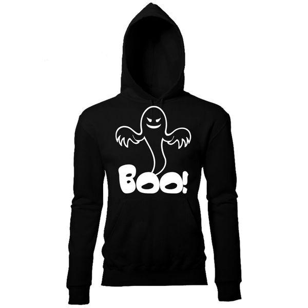 

halloween boo ghost spooky mens printed fancy dress hoodie, Black