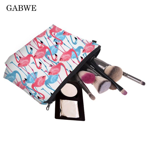 

gabwe cartoon flamingo elegant cosmetic bag women necessaire make up bag travel organizer portable makeup toiletry pouch