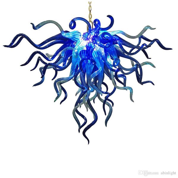 

100% mouth blown murano glass chandelier blue glass modern art deco home designed small chandelier with led bulbs