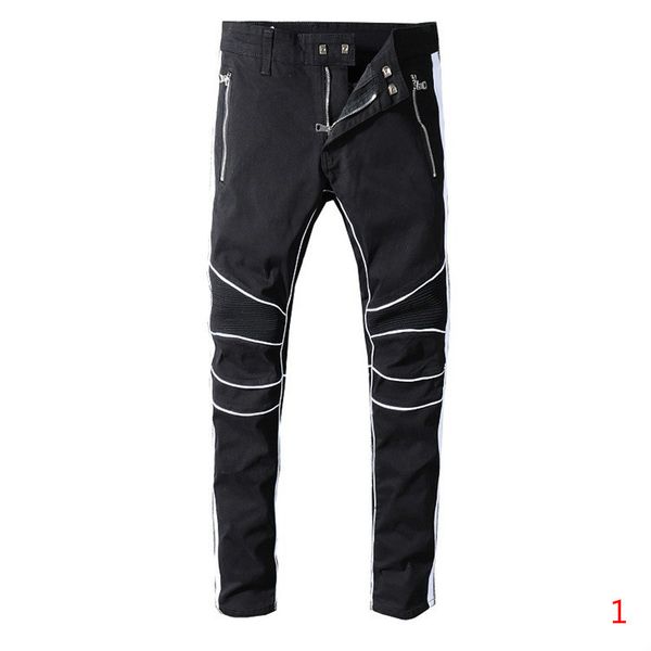 

mens jeans fashion style distressed ripped biker jeans slim fit motorcycle biker jean fashion denim pants, Blue