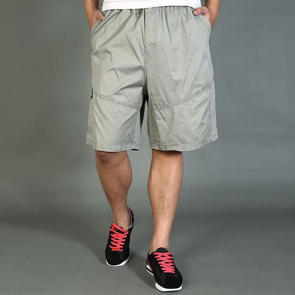 

big size shorts 6xl men summer cotton plus size baggy loose big men work cargo shorts elastic waist 2020 3xl 4xl 5xl 6xl black, White;black