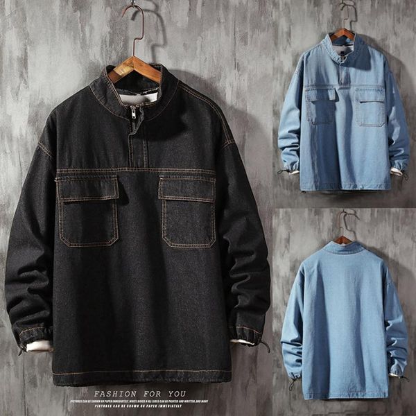 

black denim jacket men spring autumn fashion tooling outwear jeans jacket denim male cowboy bomber jackets blouse, Black;brown