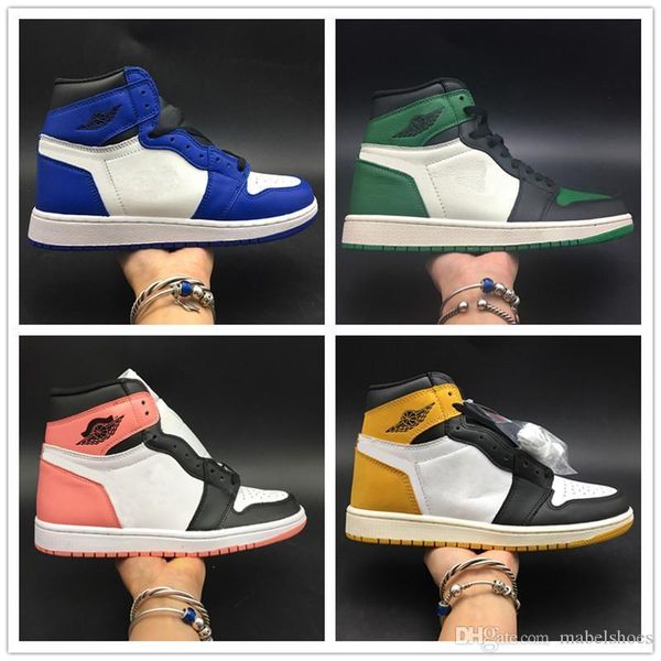 

shoes basketball 1s og toe orange pink yellow green blue white mens new designer sneakers size 40-46