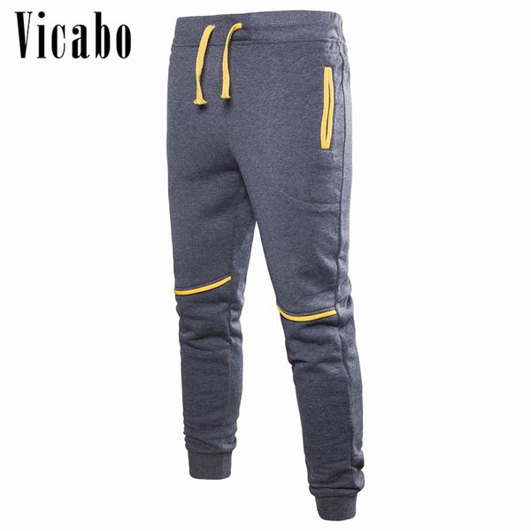 

vicabo men casual workout pants skinny sweatpants male cotton elastic fitness jogger pants sporting clothing pantalon hombre, Black