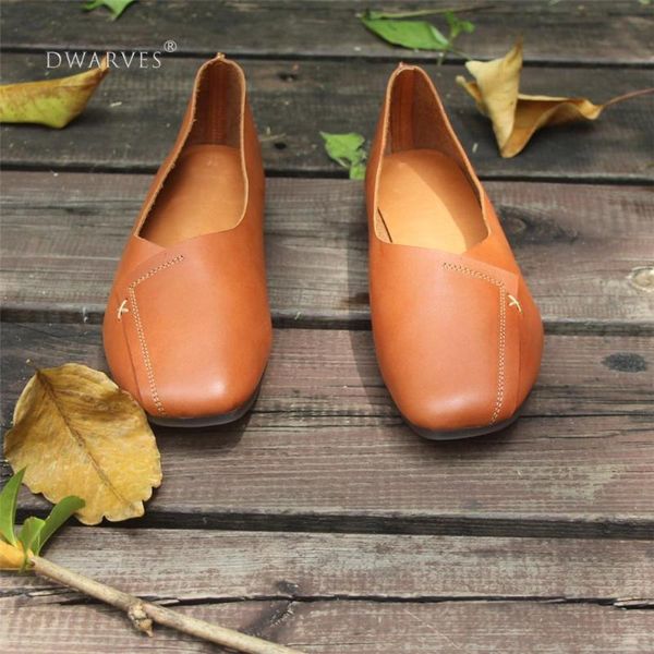 

handmade retro soft leather loafers designers flats for women brown/gray slip ons, Black