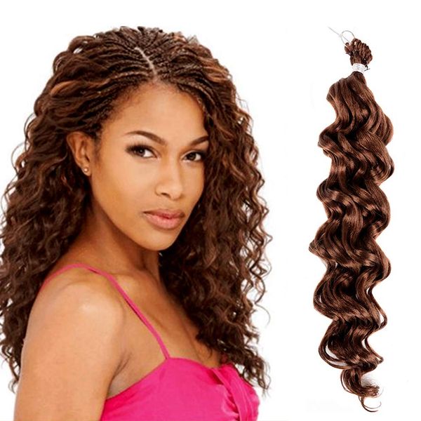 

18 дюймов синтетические волосы косы океанская волна волосы кудрявый вьющиеся крючком косы глубокий поворот омбре глубокая волна плетение нар, Black