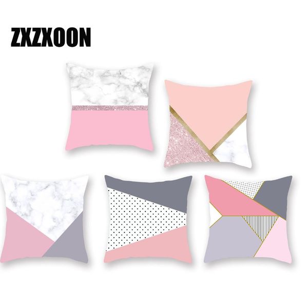 

decorative throw pillows case pink geometric simple cushion cover decoration for home car capa de almofadas 45x45cm