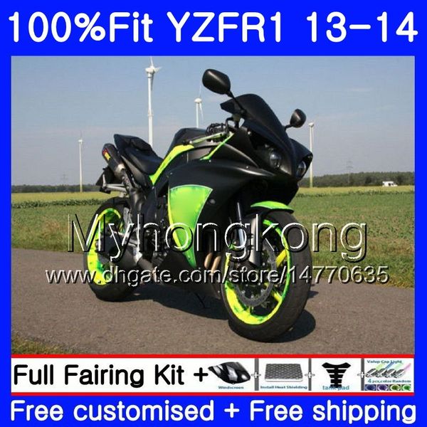 Einspritzkörper für Yamaha grün schwarz heiß YZF 1000 YZF R 1 YZFR1 2013 2014 242HM.21 YZF-1000 YZF R1 YZF1000 YZF-R1 13 14 Vollverkleidungsset