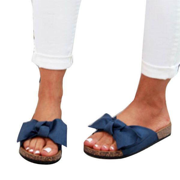 

women fashion summer slippers ladies slip on bowknot flatform sliders ropa interior femenina women shoes for beach holiday party, Black