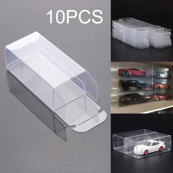 

10 шт пвх clear игрушка модель автомобиля 1/64 dust proof дисплей protection box storage box подарок для детей детей