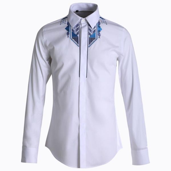 

cloth ethnic group wind totem embroidery men shirt long sleeve men's wear brand shirt male, White;black