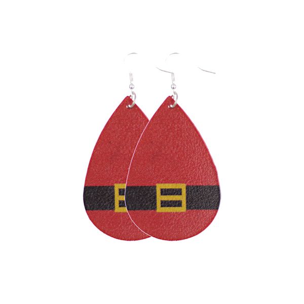

12 pairs christmas teardrop buffalo leather earrings 2020 red women jewelry 2019 earings christmas trees double earring gifts, Silver