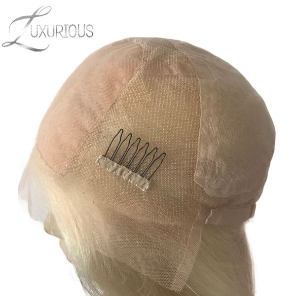 

luxurious silk base full lace wigs for black/white women straight brazilian remy human hair blond #613 with transparent lace