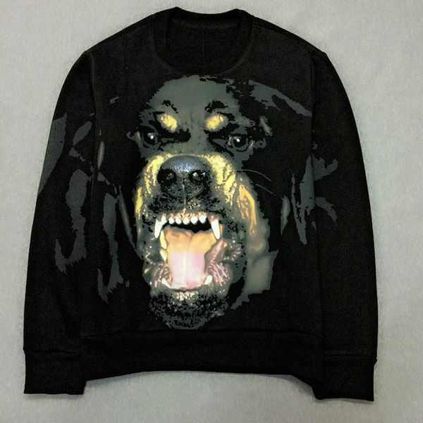 

мужские дизайнерские толстовки givh48 новый модный бренд класса люкс g 3d голова собаки напечатаны шею охранник одежда, Black