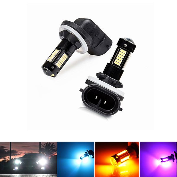 

2pcs h27 880 881 light led fog driving lights bulbs blue yellow white car fog drl lamps 12v white amber h27 driving lamp