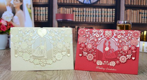 

2019 eu tyle la er cut lace white gold red elling wedding invitation card bu ine party invitation card ample