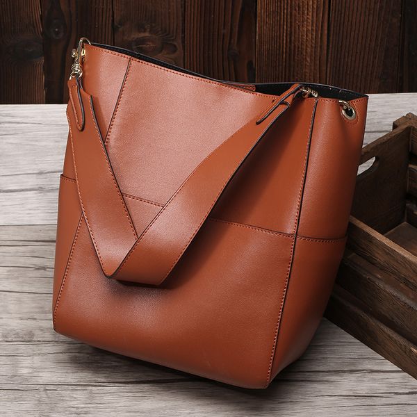 

ladies leather bucket bag retro handbag diagonal package