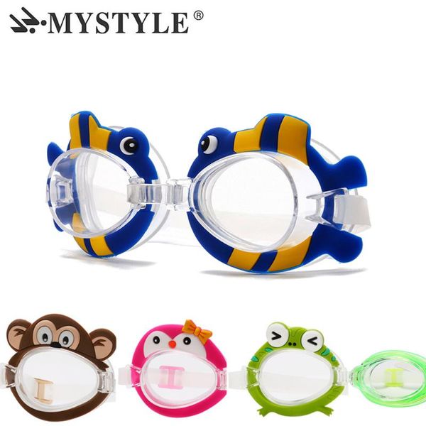 

children swimming goggles teenagers hd silica cute cartoon waterproof anti-fog adjustable belt girls/boys swimming glasses kids