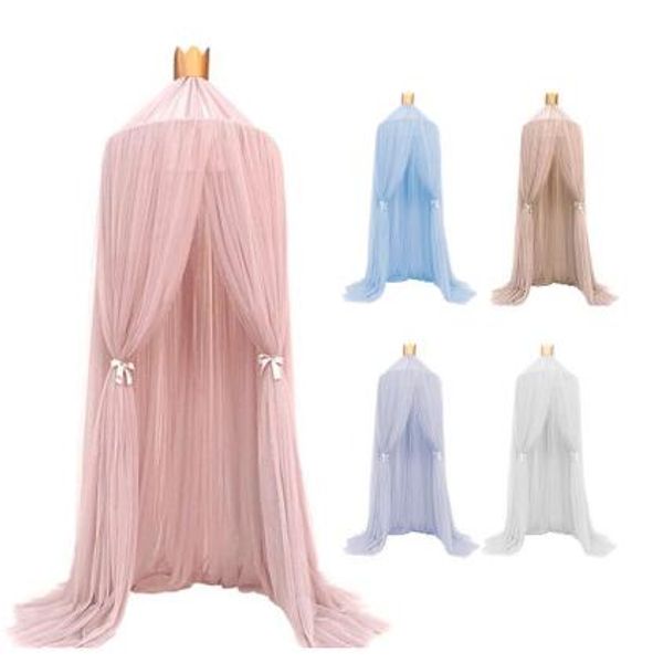 

hanging fairy princess mosquito net crown round screen canopy insect bed voile garden camping anti-mosquito kids room decor