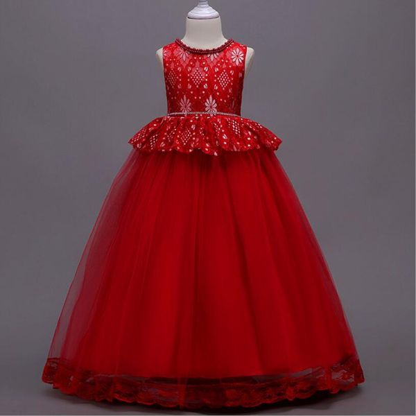 

2019 карнавальный костюм дети девушки цветка платье невесты ну вечеринку и свадебное платье для девочек длинная одежда принцесса элегантный, Red;yellow