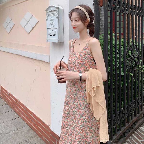 

purple floral skirt women's summer 2020 new dungaree dress mid-length, Black;gray