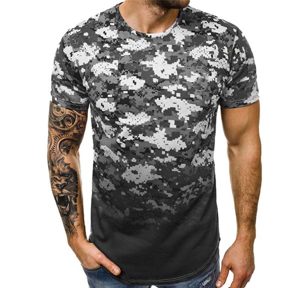 

fashion designer mens t shirts camouflage gradient short sleeved muscular tees teenagers summer causal mens clothing, White;black