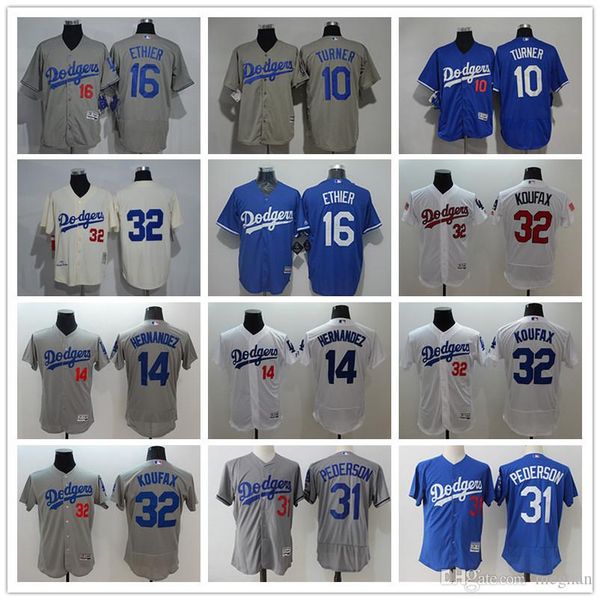 

men women youth la dodgers baseball jersey #10 justin turner 16 andre ethier 31 joc pederson 32 sandy koufax 14 baseball jerseys, Blue;black
