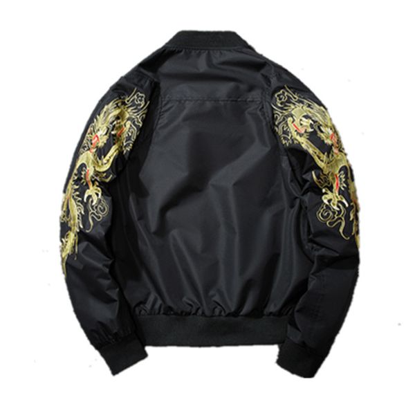 

autumn men embroidery dragon jacket voguemens coats fashion motorcycle biker flight thin jacket, Black;brown