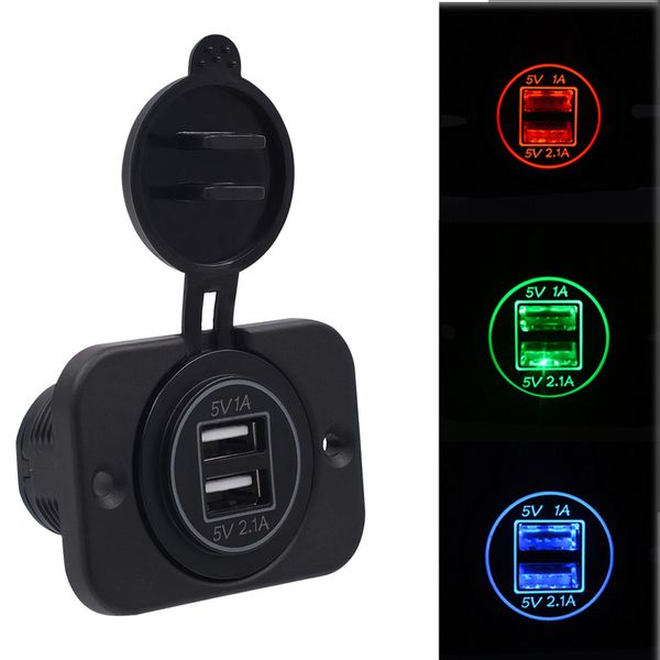 

double aperture with fixed piece 5v 3.1a dual usb car charger socket adapter power outlet distribution terminal for 12v 24v