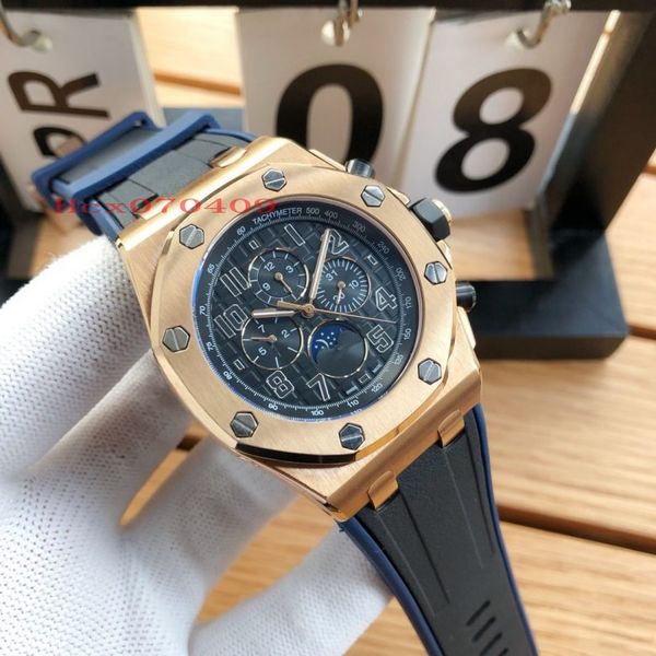 

watch 45mm*13 offshore 316l stainless steel wristwatches asia transparent mechanical automatic mens watches, Slivery;brown