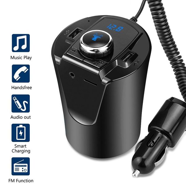 

drop shipping bluetooth4.2 wireless fm transmitter cup car radio adapter handsusb charger fm modulator 2.1a