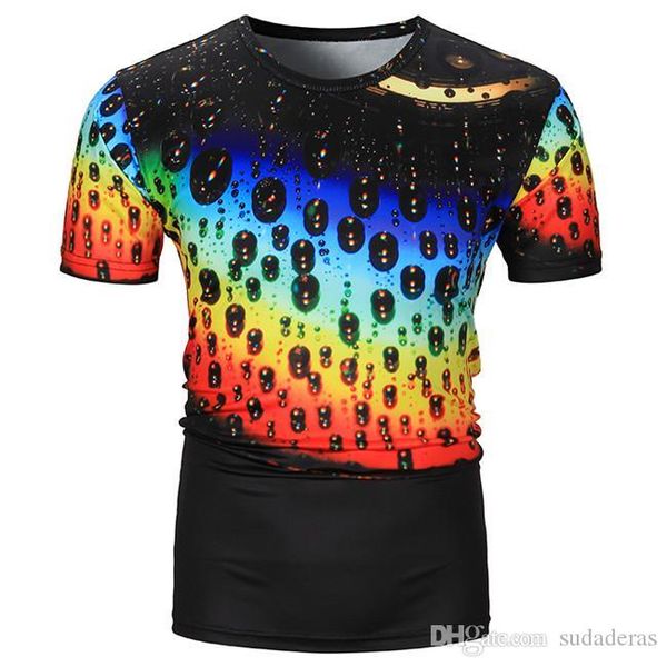 

summer mens 3d tshirts o-neck short sleeved water drop cool tees teenagers designer pearl causal mens clothing, White;black