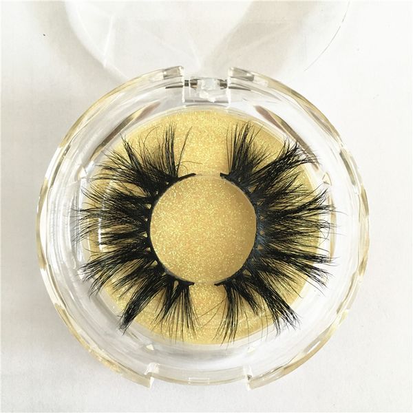 

25mm 3d mink eyelashes vendor dramatic long lashes 100% real mink eyelash with round custom packaging