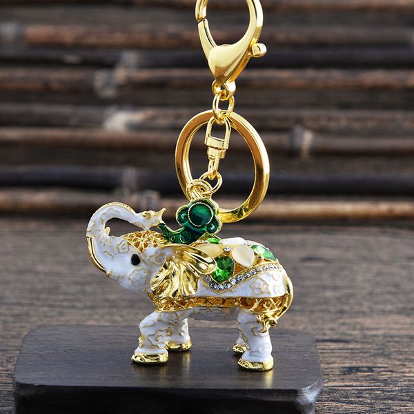 

cute big ears elephant keychain sparkling keyring purse pendant alloy handbag charm, Silver