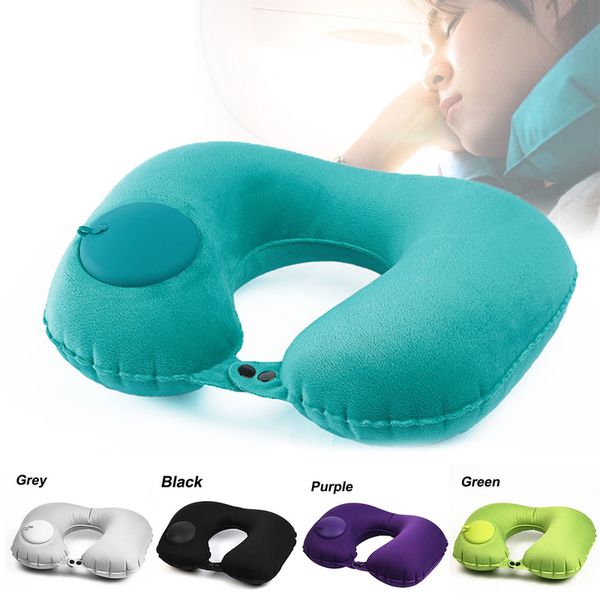 

press type inflatable vehicle travel pillow car air pillow u-shaped headrest neck doze portable auto car accessory
