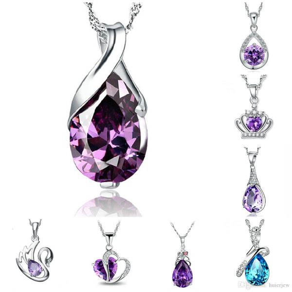 

pretty necklaces pendants personalized crystal waterdop pendant for necklace amethyst charm jewelry crystal necklaces, Silver