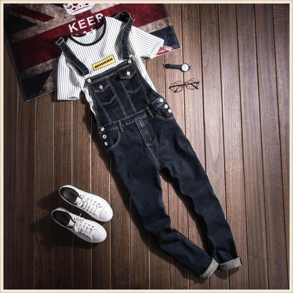 

new mens cotton denim blue jumpsuit bib overall jeans men fashion casual male denim jumpsuit long trousers -xxxl 021508