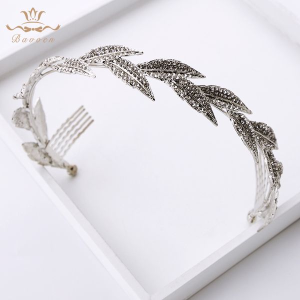 

long wedding hair accessories silver crystal brides tiaras hair combs leaves hairbands crystal crystal headpiece, Golden;white